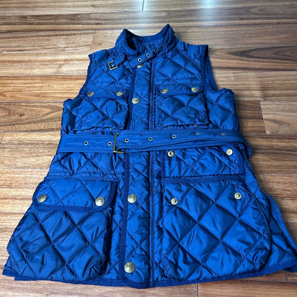 Polo Ralph Lauren Quilted Down Filled Vest Puffer‎ Belted Blue Size S/P